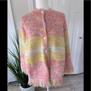 Vintage Knitted colorful cardigan poncho